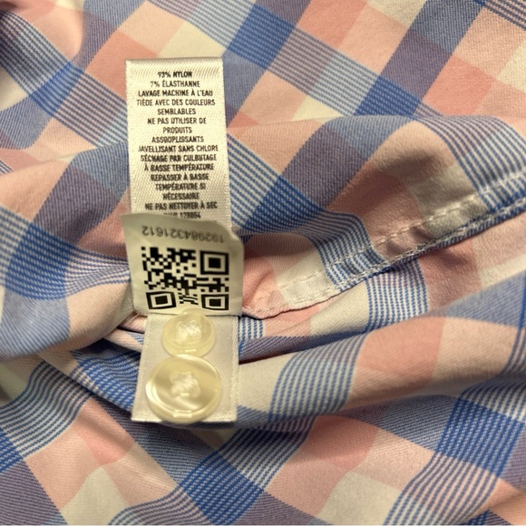 Bonobos Shirt Men’s XL Blue Pink White Plaid Long Sleeves Nylon Spandex Slim Fit - Picture 8 of 8